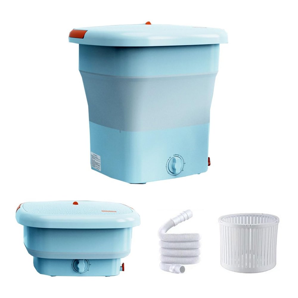12L Foldable Washing Machine 385X385X405 mm Portable Washer Space Saver Convenience And Efficiency Mini Washer For Home Apartments Dorms Camping Travel(Blue)