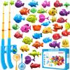 Magnetic Fishing Game Toys for Kids Toddlers 3-5 4-8, Water Table Bathtub Toys with Pole Rod Net Plastic Floating Fish, Water Bath Pool Outdoor Toys for Kids Toddlers Baby Age 3 4 5 6 7 8 Year Old view 1