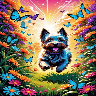 1000 PieceAdult and Youth Colorful Animals Puzzles Cairn Terrier Fun and challenging,Chasing Butterflies Themed Puzzles,Great Gift for Family and Friends Dimensions 20 X 28.8 Inche