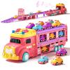 Musical Transport Truck Toy Set with 46 inch Race Track, 14 Cars view 1