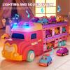 Musical Transport Truck Toy Set with 46 inch Race Track, 14 Cars view 3