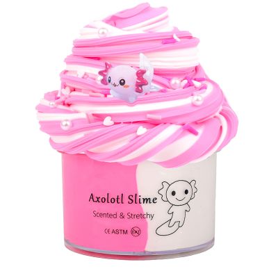Axolotl Butter Slime,Non Sticky,Super Soft Stress Relief,Scented and Stretchy Toy,Birthday Gifts for Kids 4-12,DIY Slime Party Favor,Dual Colored Pink Slime,Christmas Stocking Fillers (7oz 200ML)