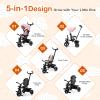 GLACER Tricycle, 5 in 1 Toddler Bike with Adjustable Push Handle, Removable Canopy, Reversible Seat, Safety Harness, EVA Wheels, Cup Holder & Storage Basket, Baby Tricycle for Age 1.5-5 Years (Pink) view 2