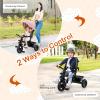 GLACER Tricycle, 5 in 1 Toddler Bike with Adjustable Push Handle, Removable Canopy, Reversible Seat, Safety Harness, EVA Wheels, Cup Holder & Storage Basket, Baby Tricycle for Age 1.5-5 Years (Pink) view 3
