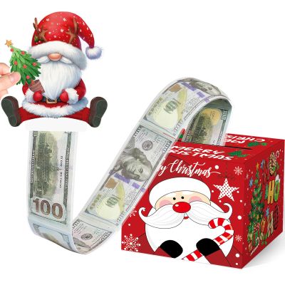 GYGOT Christmas Money Pull Box with 100Pcs Transparent Bags - DIY Christmas Surprise Gift Boxes for Kids & Adults