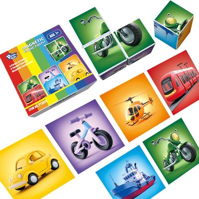 Pairez Toys Magnetic Building Blocks Tiles, Large Magnetic 1.65 inch Cubic Puzzle Toys in Vehicles Theme, STEM Montessori Sensory Toys for Toddlers 1-3, Gifts for Girls & Boys