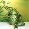 3D Articulated Dragon with Dragon Egg, Fidget ADHD Autism Toy Dragon, 12" Yellow and Green Bamboo Dragon, Executive Desk Toy D027 view 1