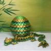 3D Articulated Dragon with Dragon Egg, Fidget ADHD Autism Toy Dragon, 12" Yellow and Green Bamboo Dragon, Executive Desk Toy D027 view 2