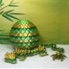 3D Articulated Dragon with Dragon Egg, Fidget ADHD Autism Toy Dragon, 12" Yellow and Green Bamboo Dragon, Executive Desk Toy D027 view 4