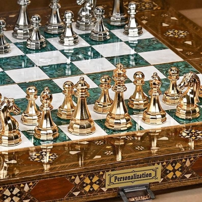 20" inch Large Backgammon Sets for Adults Solid Wood Complete Game Board Chess Handmade Game Sets Gift Ideas for Dad, Husband, Anniversary, Birthday (Backgammon+Chess Pieces)