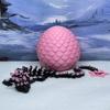 3D Printed Dragon with Dragon Egg, Articulated Fidget Toy Dragon, 12" Black and Pink Cherry Blossom Dragon, Executive Desk Toy D028-PE view 4