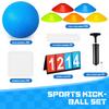 Huaerle 18 Pcs Sports Kickball Set Includes 2 Playground Ball with Air Pump 5 Rubber Throw Down Bases 10 Foul Line Cones and a Flip Scoreboard for Boys Girls Adults Playground School Backyard (Blue) view 3