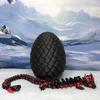 3D Printed Dragon with Dragon Egg, Articulated Dragon, 12" Black and Red Heart Dragon, Fidget Toy Dragon, Executive Desk Toy D034-BE view 4