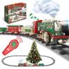 JQ JUQU Remote Control Electric Train Set with Real Steam, Lights & Sound, Toy Train for Kids Ages 3-8 with Complete Tracks, for Christmas Tree and Indoor Play view 1