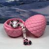3D Printed Dragon with Dragon Egg, 12" Articulated White Pink and Black Mushroom Dragon, Executive Desk Toy D035-PE view 3