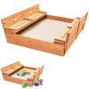 YYRZZ Kids Sand Boxes with Cover, Wood Sandbox with 2 Bench Seats Foldable Sand Pit, Children Outdoor Wooden Playset Gift for Backyard Patio Garden(48x48Inch) view 1