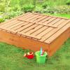 YYRZZ Kids Sand Boxes with Cover, Wood Sandbox with 2 Bench Seats Foldable Sand Pit, Children Outdoor Wooden Playset Gift for Backyard Patio Garden(48x48Inch) view 4