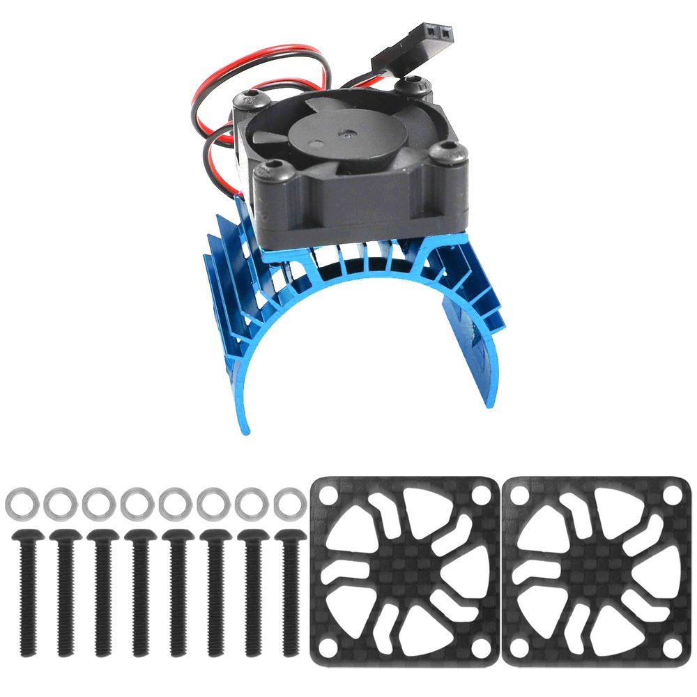 Carbon Fiber RC Motor Cooling Fan Cover 30mm x 30mm Protector & Alloy Heat Sink Heatsink with 5V Cooling Fan
