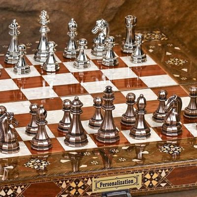 20"-inch X Large Backgammon Sets for Adults Solid Wood Complete Game Board Checkers Chess Handmade Game Sets Gift Ideas for Dad, Husband, Anniversary (Backgammon +Chess Pieces)