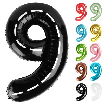 Race Car Number 9 Balloon 40 Inch, 9 Balloon Number, 9th Birthday Decorations, Race Car Party Supplies for Boys Girls