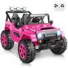 Hikole 24 Volt Ride on Toys for Big Kids, 2 Seater Ride on Car with 20" Extra Wide Seat, Music, Remote Control, 4WD 2WD Switchable Powerful Wheels, LED Light, Kids Electric Vehicle, Rose Pink view 1