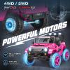 Hikole 24 Volt Ride on Toys for Big Kids, 2 Seater Ride on Car with 20" Extra Wide Seat, Music, Remote Control, 4WD 2WD Switchable Powerful Wheels, LED Light, Kids Electric Vehicle, Rose Pink view 3
