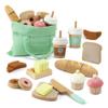 17 PCS Wooden Bakery Toy Food Playset for Kids, Pretend Picnic Play Food for Toddlers 3+, Play Kitchen Accessories with Shopping Bag, Cutting Food Toys, Gift for Girls Boys and Girls view 1