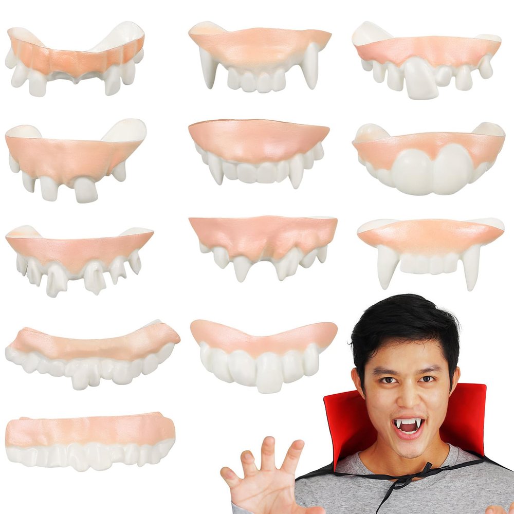 TOYANDONA Halloween Vampire Fangs Fake Teeth Prop Durable Cosplay Teeth Fangs for Costume Party Pranks and Photos