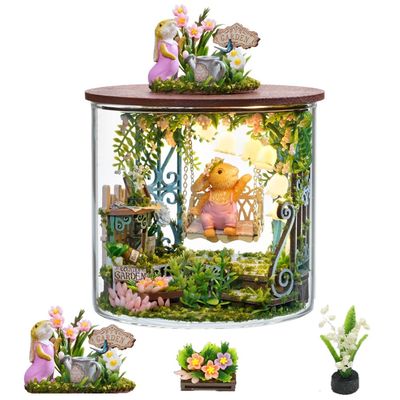 3D Stereoscopic Glass Bottles Miniature Dollhouse Kit Assembling Toys DIY Model Wooden Furniture for Halloween Decorations, Gifts for Family and Friends