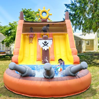 21FT Water Slide Bounce House for Adults Kids, Gaint Commercial Water Slide with Bigger Splash Pool/1100W Blower/100% PVC, Blow up Water Slide for Backyard Outdoor,21x11x13ftPirate Captain