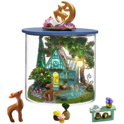 3D Stereoscopic Glass Bottles Miniature Dollhouse Kit Assembling Toys DIY Model Wooden Furniture for Halloween Decorations, Gifts for Family and Friends