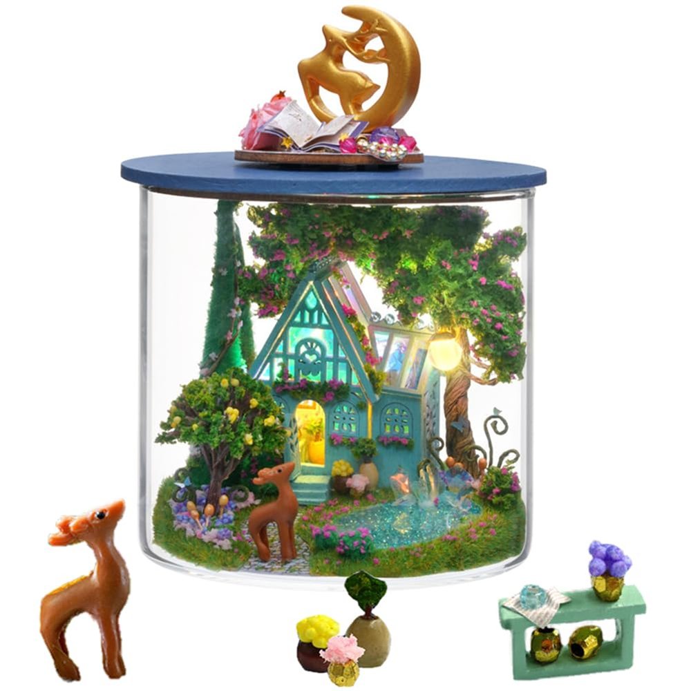 3D Stereoscopic Glass Bottles Miniature Dollhouse Kit Assembling Toys DIY Model Wooden Furniture for Halloween Decorations, Gifts for Family and Friends