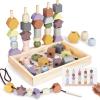 Montessori Toys for 3 Year Old - Wooden Lacing Beads & Stacking Blocks Toys for 3 4 5 Year Old Girl Boy Easter Birthday Gifts, Preschool Learning Activities With Beads Sequencing Set for Kids Age 3+ view 1