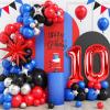 10th Birthday Party Decoration for Boys, 10th Birthday Balloons Arch with Royal Blue Black Red Silver Balloon Star Foil Balloons Red Number 10 Balloon for 10 Year Old Teens Boys Party Decor view 1