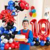 10th Birthday Party Decoration for Boys, 10th Birthday Balloons Arch with Royal Blue Black Red Silver Balloon Star Foil Balloons Red Number 10 Balloon for 10 Year Old Teens Boys Party Decor view 3
