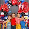 10th Birthday Party Decoration for Boys, 10th Birthday Balloons Arch with Royal Blue Black Red Silver Balloon Star Foil Balloons Red Number 10 Balloon for 10 Year Old Teens Boys Party Decor view 4