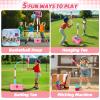 4 in 1 Pink Basketball Hoop for Girls 1-3, 3-5, Mini Basketball Hoop for Toddlers, Pink Toddler Basketball Goal and T Ball Set, Indoor Outdoor Toys, Birthday Gifts for Girls 1 2 3 4 5 Years Old view 2