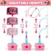 4 in 1 Pink Basketball Hoop for Girls 1-3, 3-5, Mini Basketball Hoop for Toddlers, Pink Toddler Basketball Goal and T Ball Set, Indoor Outdoor Toys, Birthday Gifts for Girls 1 2 3 4 5 Years Old view 3