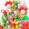 Christmas Balloon Arch Garland Kit, 123Pcs Long Green Red Paster Pink Gold Xmas Balloons with Candy Cane Foil Balloon for Merry Christmas Holiday Birthday Baby Shower Winter New Year Party Decorations view 1