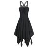 Women's Gothic High Low Dress with Corset Halter Swing Cocktail Dress Halloween Punk Suspender Hip-Wrapped Dresses view 1