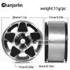 Chanjorlin 1.0 RC Beadlock Wheels Rims 12mm Hex 1/24 1/18 Aluminum Alloy Mud Slingers Hubs for 1:24 1:18 Rock Crawler Car Axial SCX24 FMS AX24 FCX18 FCX24 TRX4M 1.0" Tires 4PCS (Black) view 2
