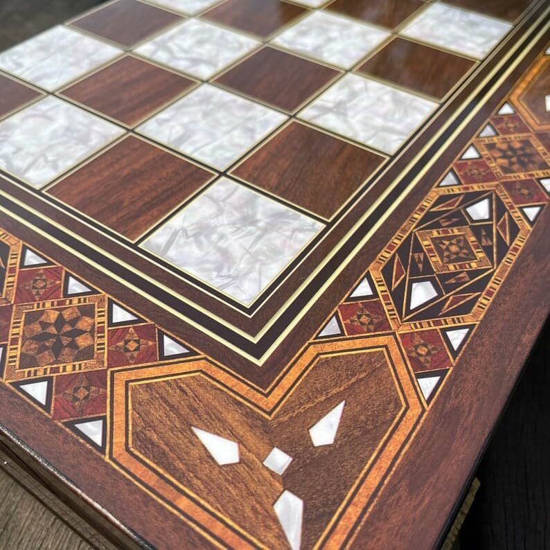 19-inch X Large Antique Backgammon Sets for Adults Wooden Game Board Handmade Game Sets Gift Ideas for Dad, Anniversary, Birthdays