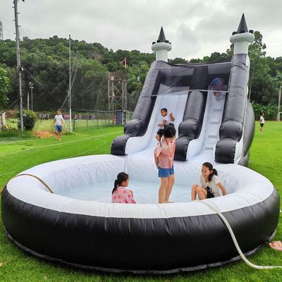 24FT(L) Commercial Grade Water Slide for Kids Adults, w/ (Heavy Duty Full PVC) (Big Airtight Water Pool), (1100w UL Blower), Inflatable Waterslide for Backyard, Outdoor Blow up Park