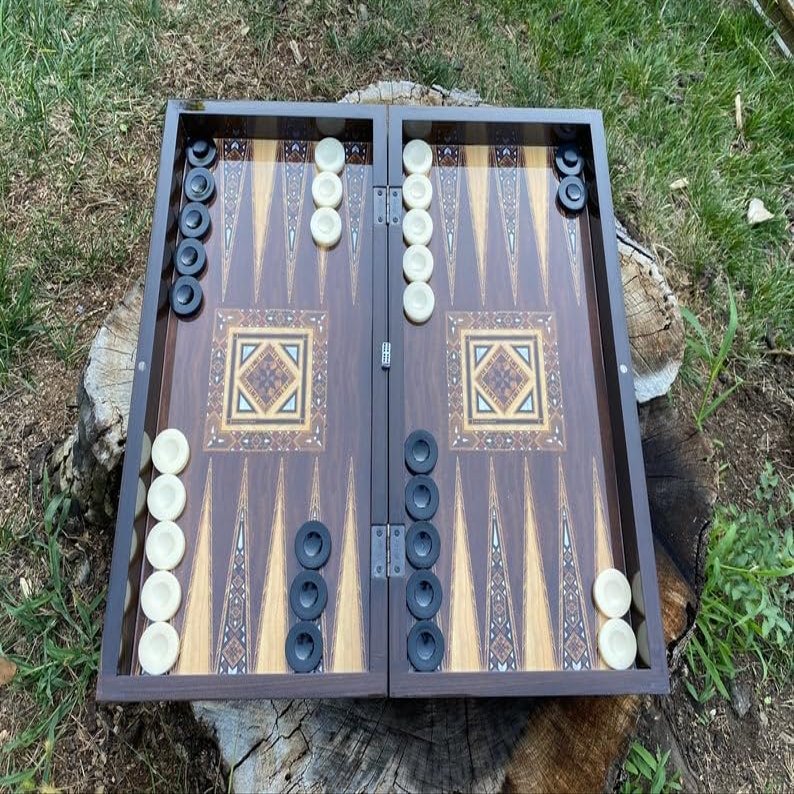 19-inch X Large Antique Backgammon Sets for Adults Wooden Game Board Handmade Chess Game Sets Gift Ideas for Dad, Husband, Anniversary, Birthdays