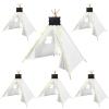 6 Packs Teepee Tent for Kids with 10FT String Lights, Indoor Outdoor Play Teepee Tent for Girls & Boys, Foldable Tents for Birthday Party Boho Sleepovers Party (White) view 1