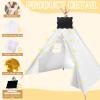 6 Packs Teepee Tent for Kids with 10FT String Lights, Indoor Outdoor Play Teepee Tent for Girls & Boys, Foldable Tents for Birthday Party Boho Sleepovers Party (White) view 3
