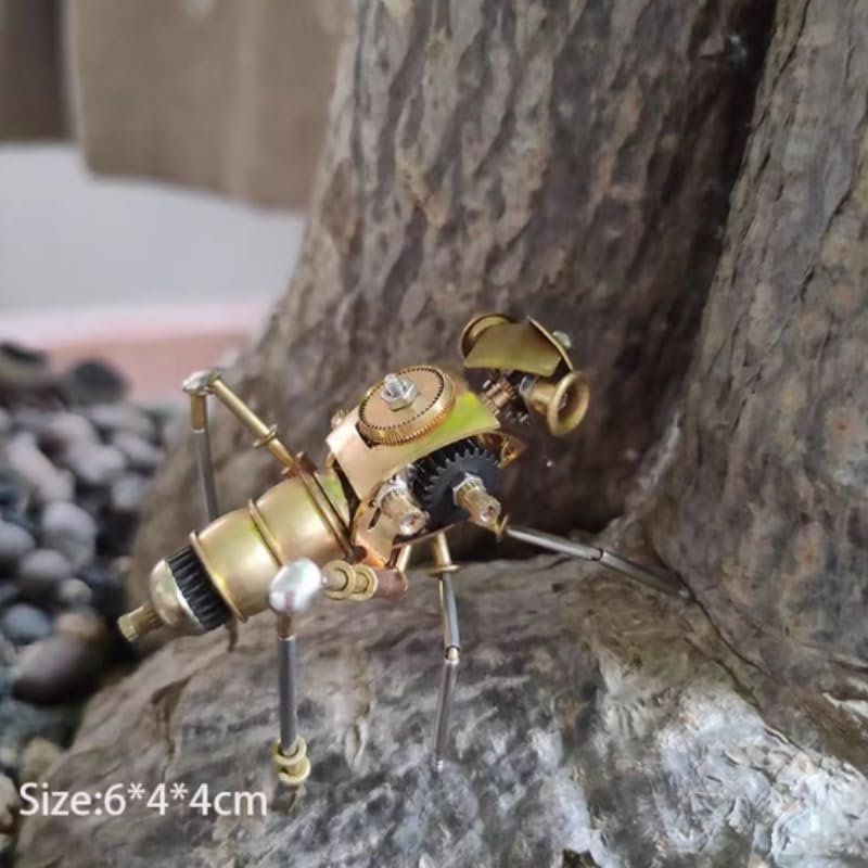 3D DIY Steampunk Mechanical Insect Cricket Full Metal Assembled Model Pure Handmade Crafts Creative Ornaments (DIY Cricket)