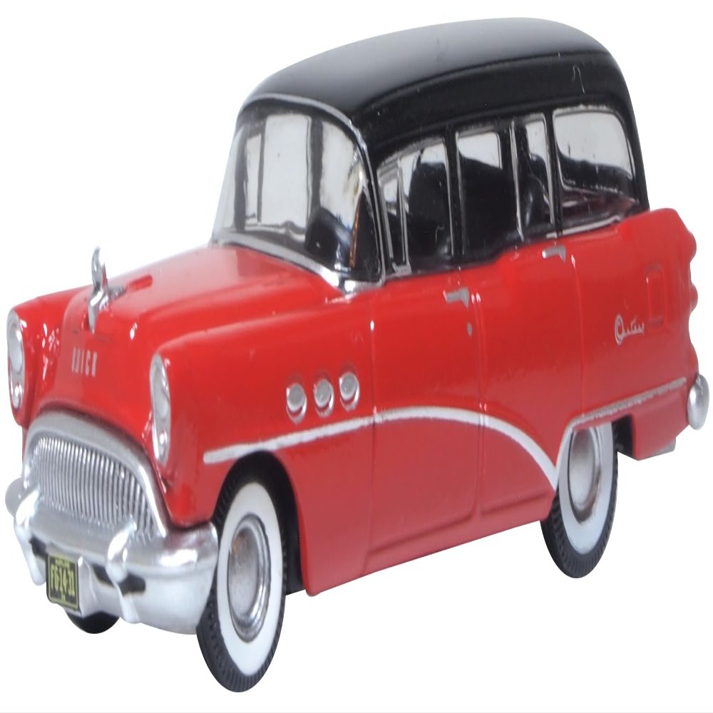 1954 Century Estate Wagon Matador Red and Carlsbad Black with Red Interior 1/87 (HO) Scale Diecast Model Car by Oxford Diecast 87BCE54004