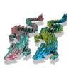 3D Printed Articulated Dragon 14.5 inch - Gemstone Home Office Desk Relaxation for ADHD & Autism - Teal, Salmon, Pink, Blue & Gold view 1