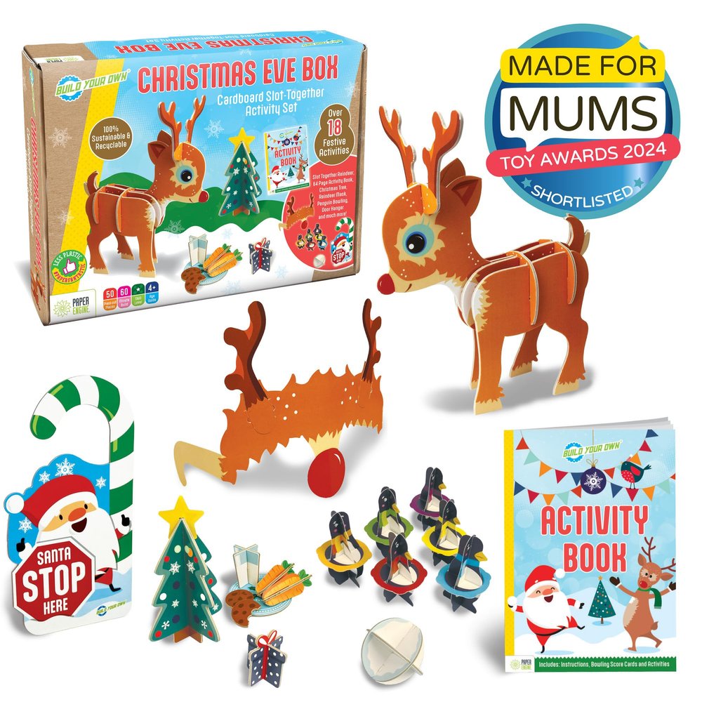 Build Your Own Christmas Eve Box - Includes reindeer set, activity book, door rack, face mask and penguin bowling - from 4 years